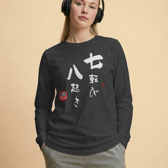 Daruma Fall 7 Stand 8 Unisex Long Sleeve Tee - Samurai Original