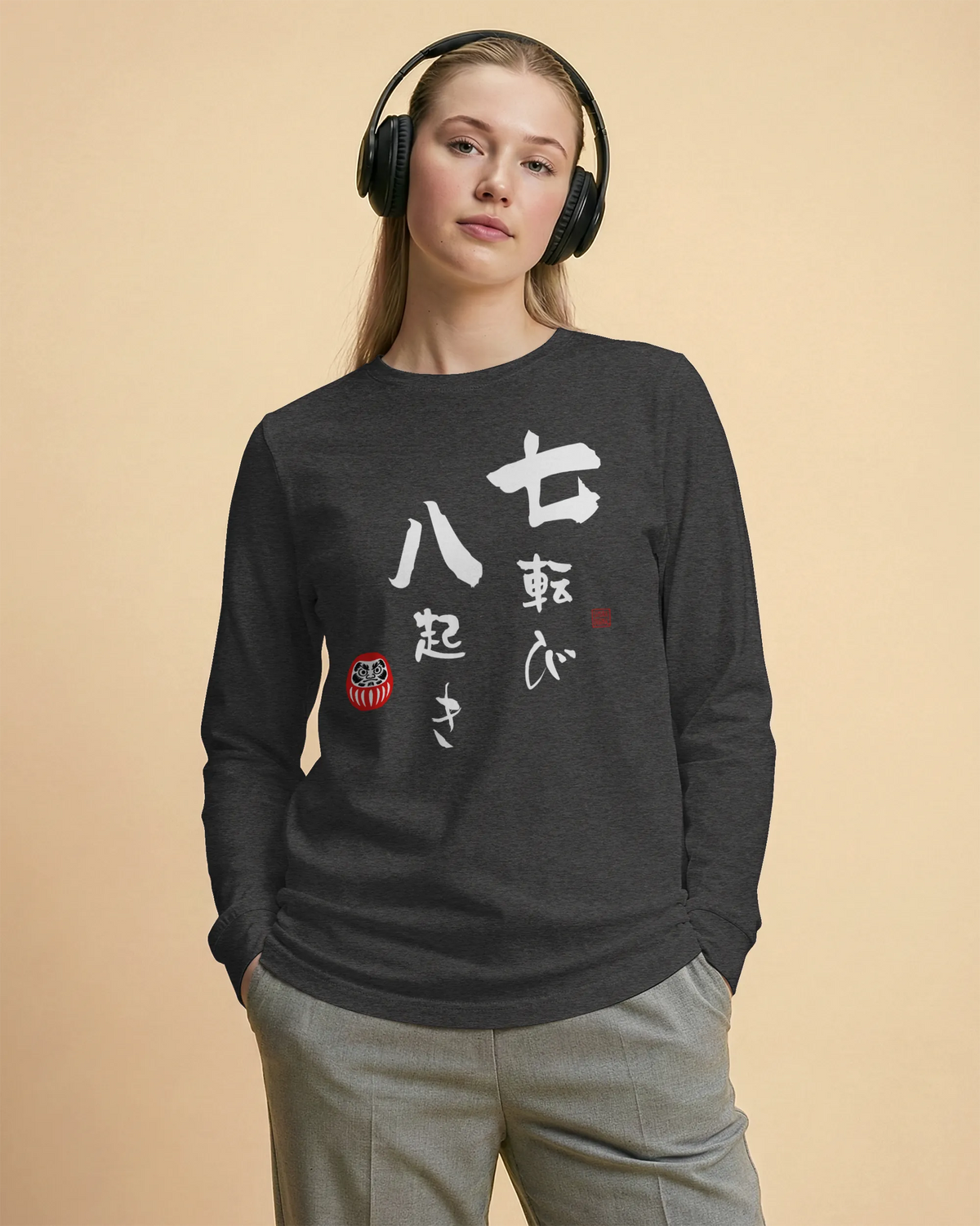 Daruma Fall 7 Stand 8 Unisex Long Sleeve Tee - Samurai Original
