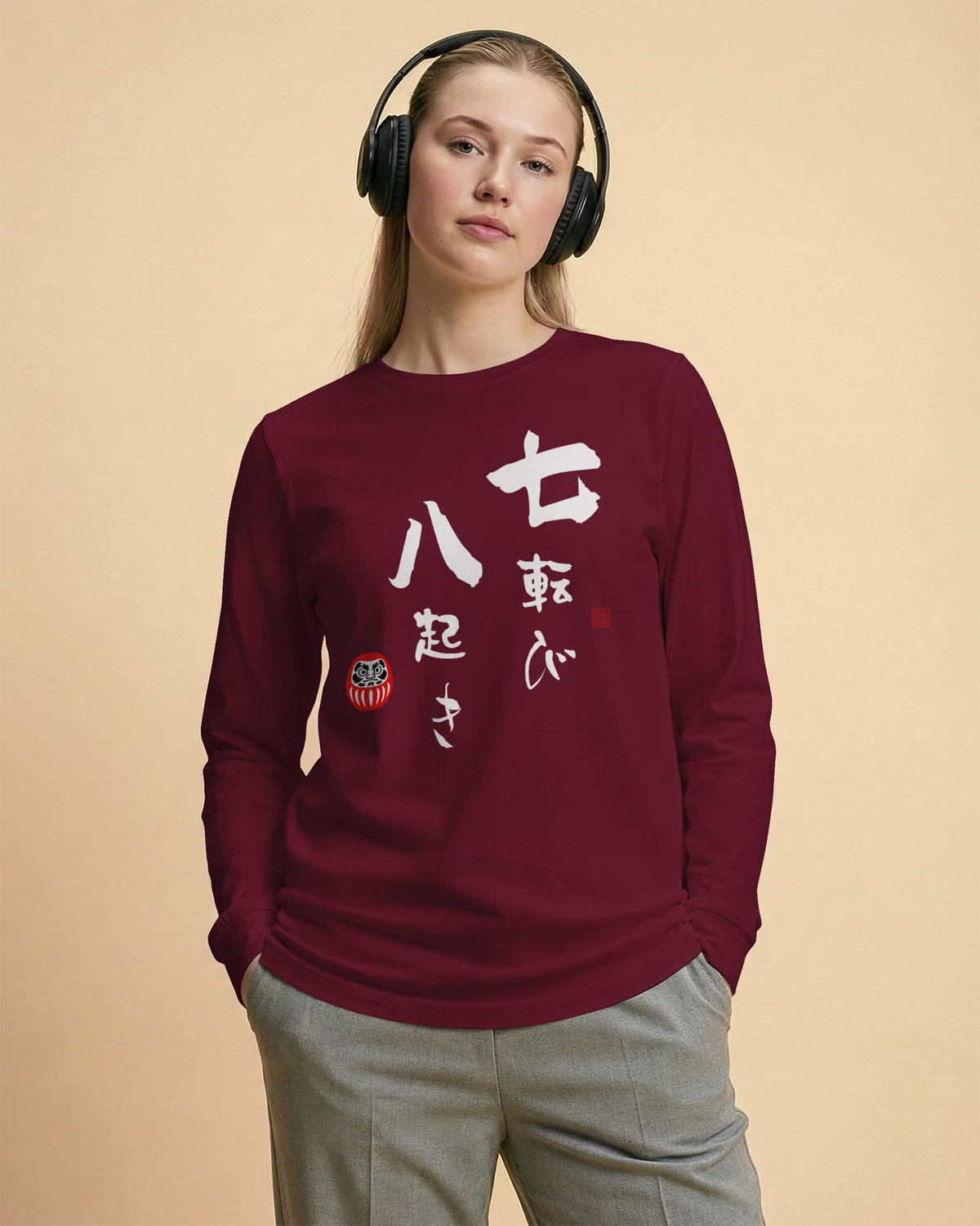 Daruma Fall 7 Stand 8 Unisex Long Sleeve Tee - Samurai Original