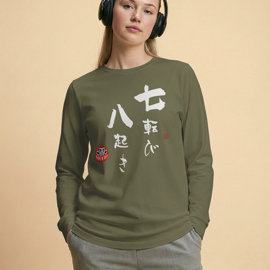 Daruma Fall 7 Stand 8 Unisex Long Sleeve Tee - Samurai Original