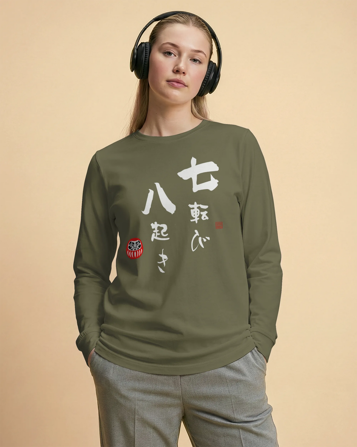 Daruma Fall 7 Stand 8 Unisex Long Sleeve Tee - Samurai Original
