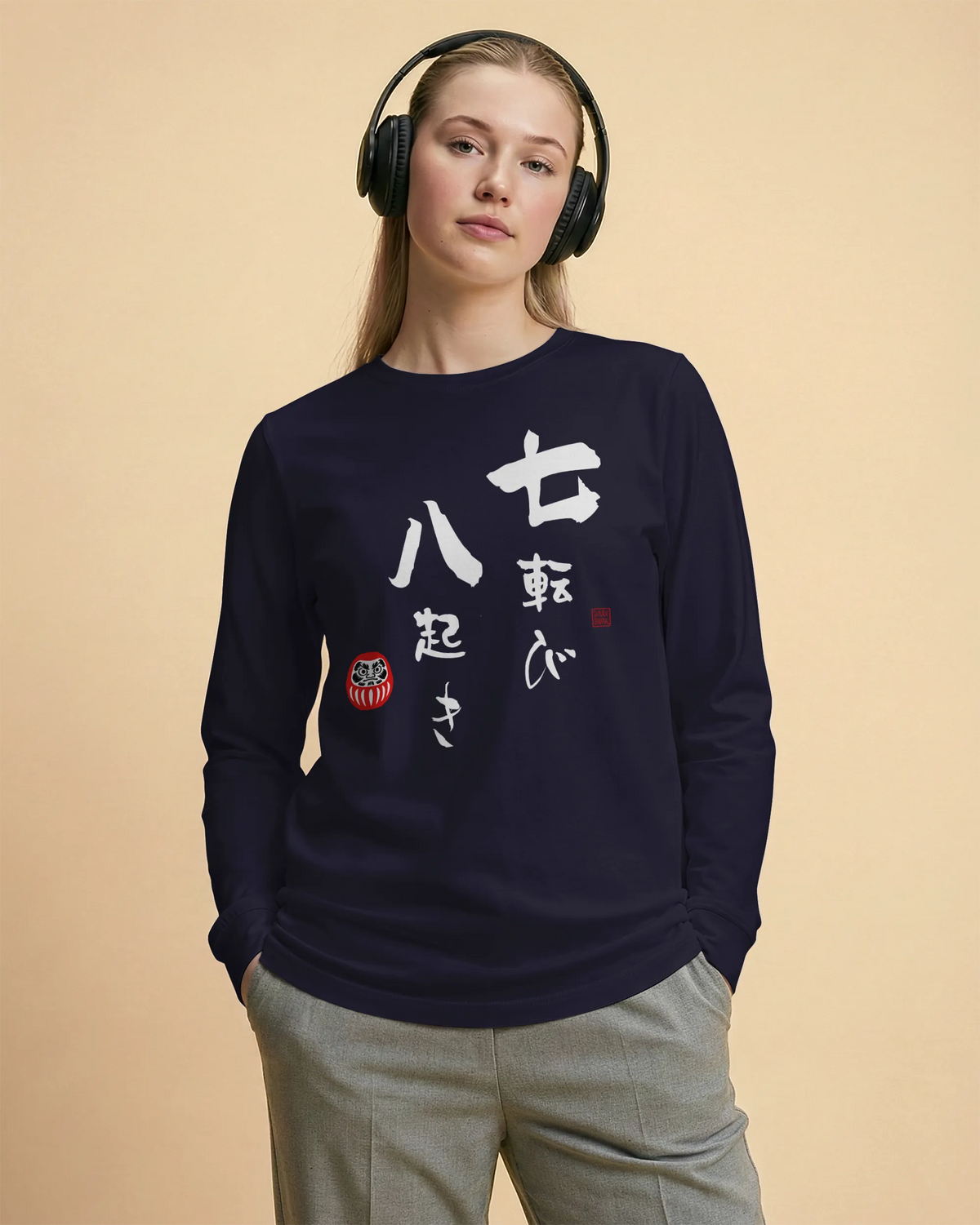 Daruma Fall 7 Stand 8 Unisex Long Sleeve Tee - Samurai Original