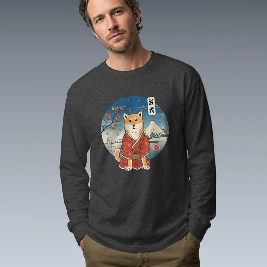 Dog Shiba Inu Funny Japanese Ukiyo-e Unisex Long Sleeve Tee - Samurai Original