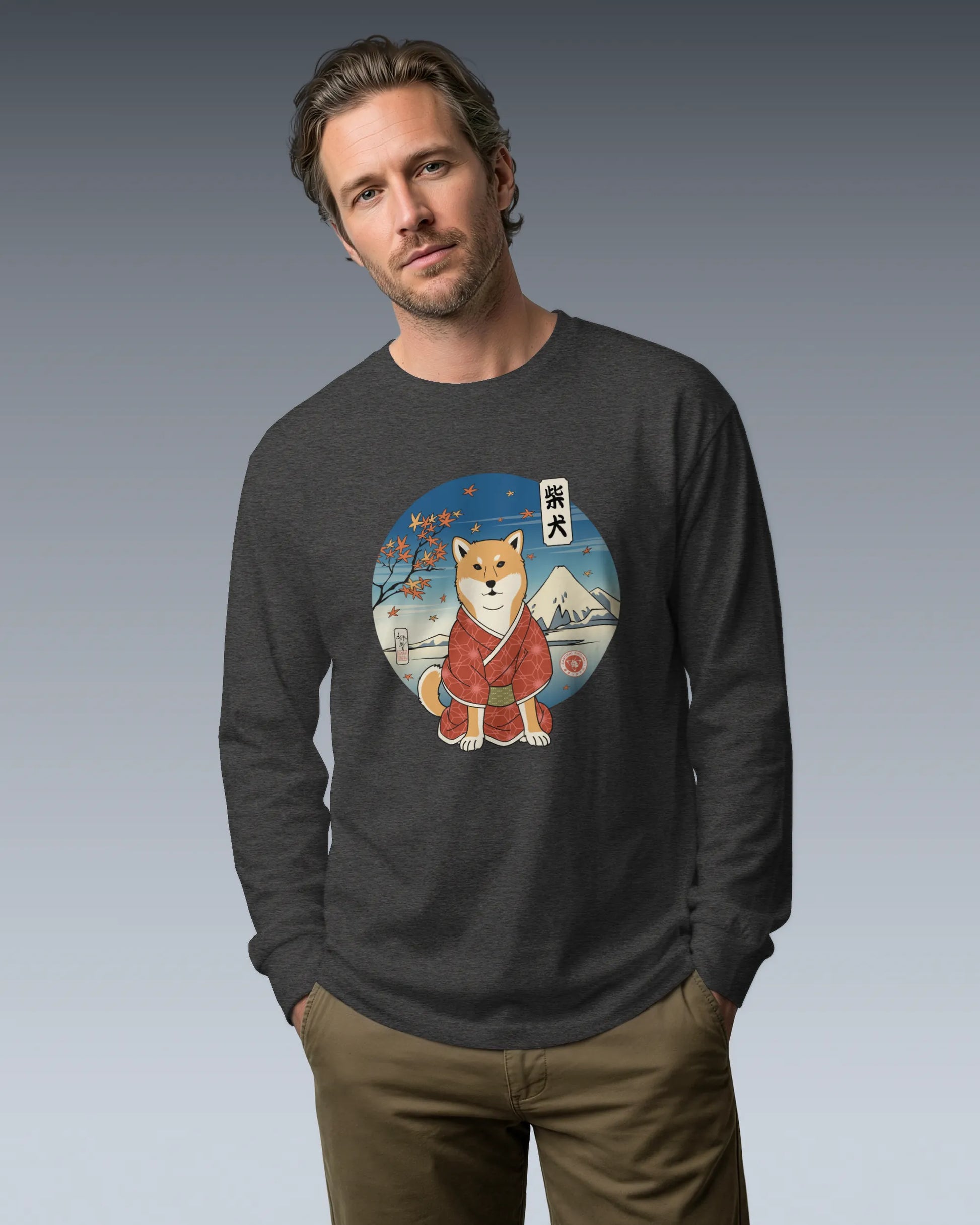 Dog Shiba Inu Funny Japanese Ukiyo-e Unisex Long Sleeve Tee - Samurai Original