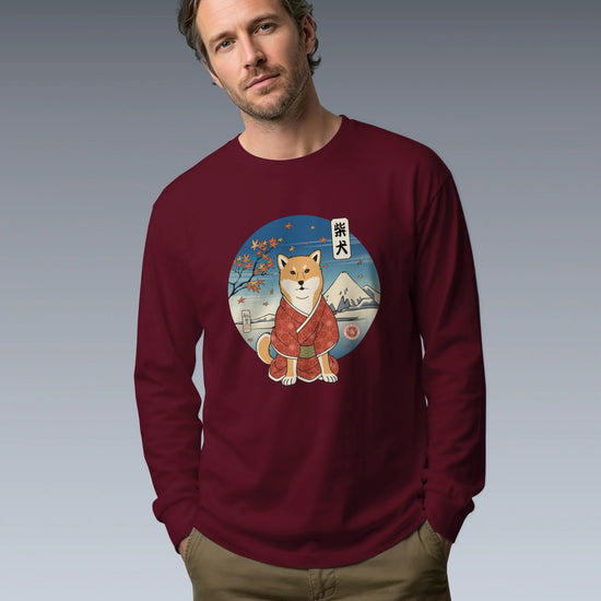 Dog Shiba Inu Funny Japanese Ukiyo-e Unisex Long Sleeve Tee - Samurai Original