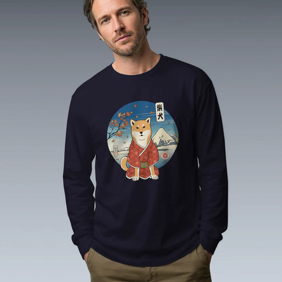 Dog Shiba Inu Funny Japanese Ukiyo-e Unisex Long Sleeve Tee - Samurai Original