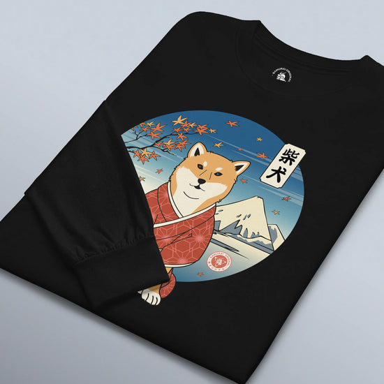 Dog Shiba Inu Funny Japanese Ukiyo-e Unisex Long Sleeve Tee - Samurai Original