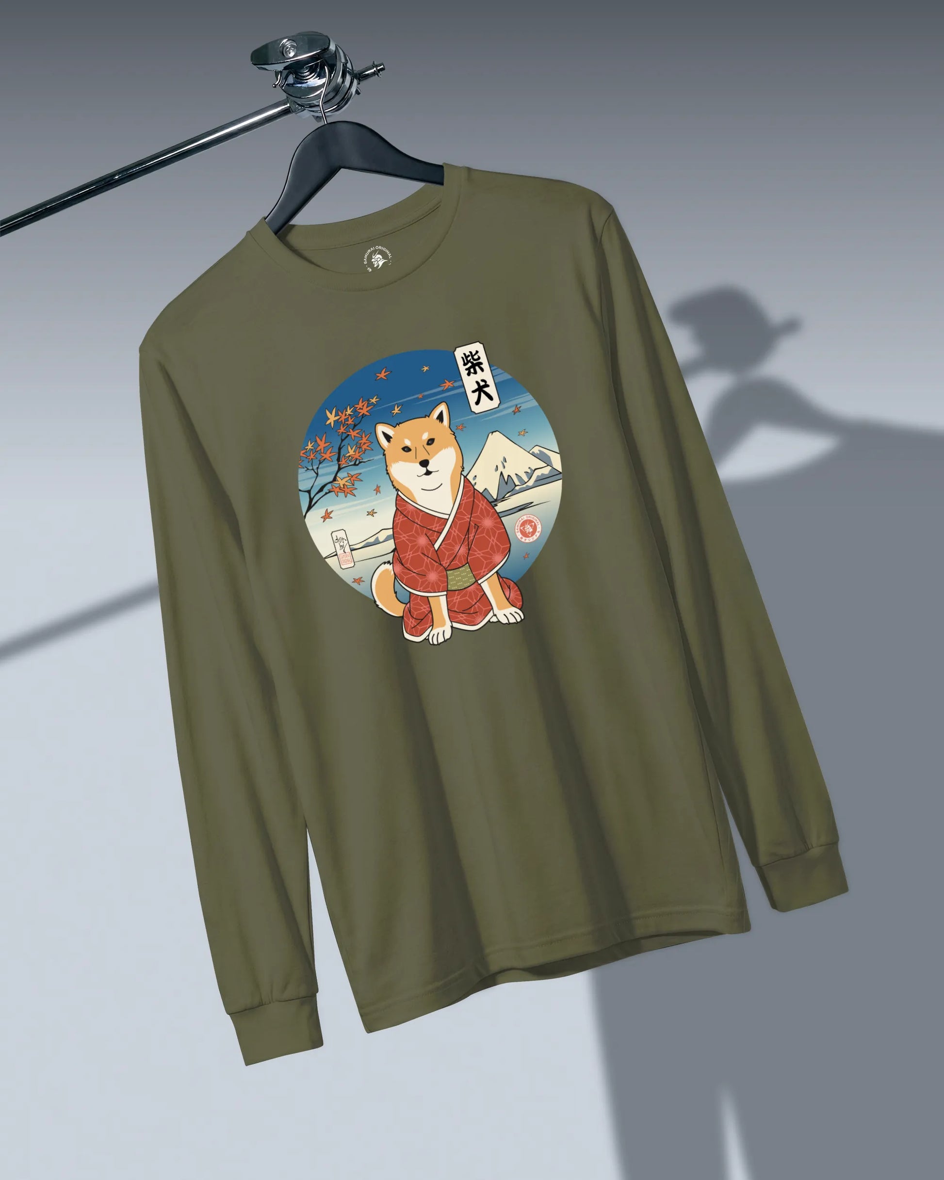 Dog Shiba Inu Funny Japanese Ukiyo-e Unisex Long Sleeve Tee - Samurai Original