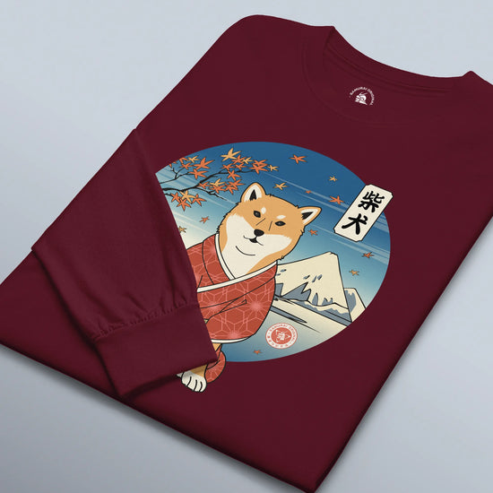 Dog Shiba Inu Funny Japanese Ukiyo-e Unisex Long Sleeve Tee - Samurai Original