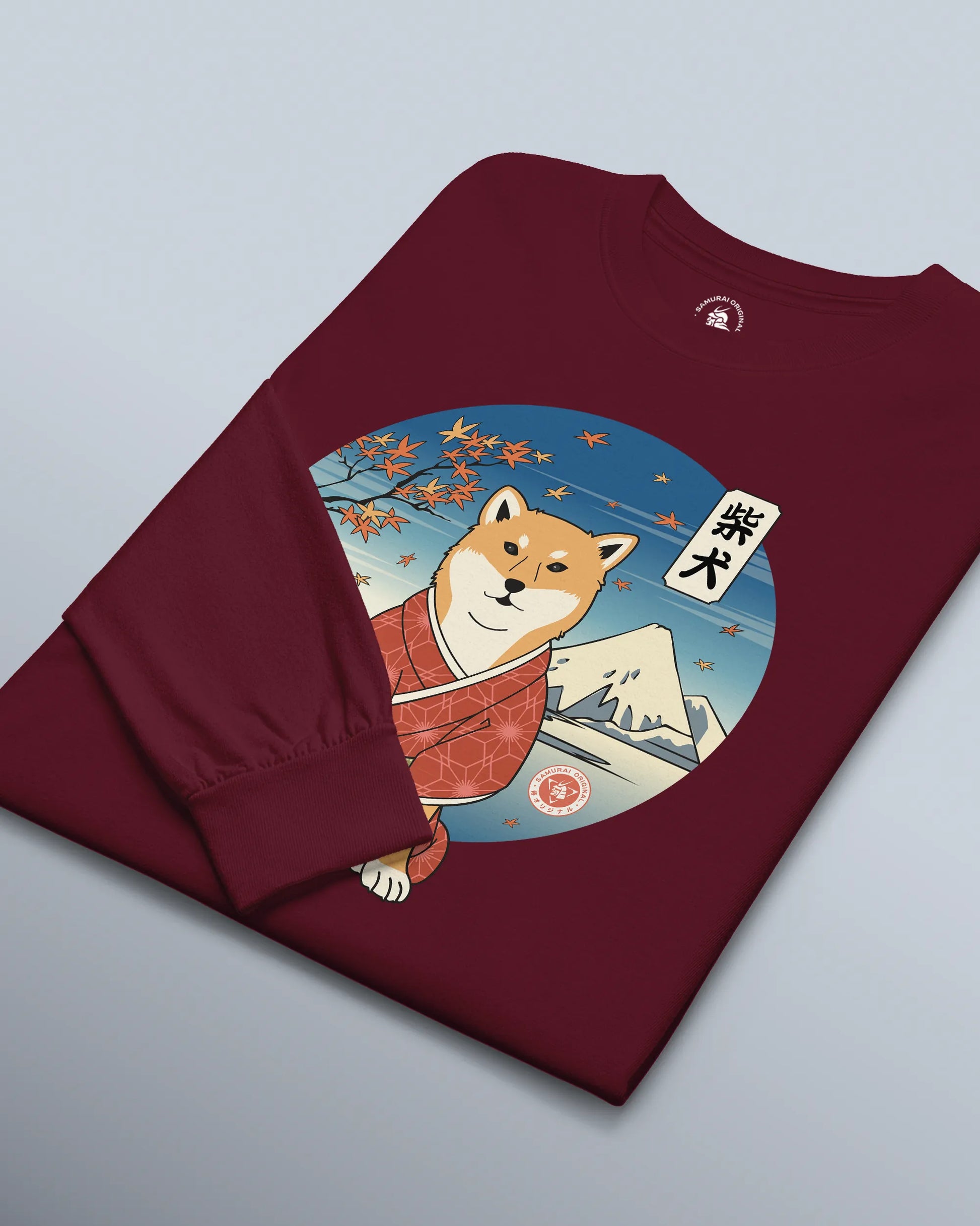 Dog Shiba Inu Funny Japanese Ukiyo-e Unisex Long Sleeve Tee - Samurai Original