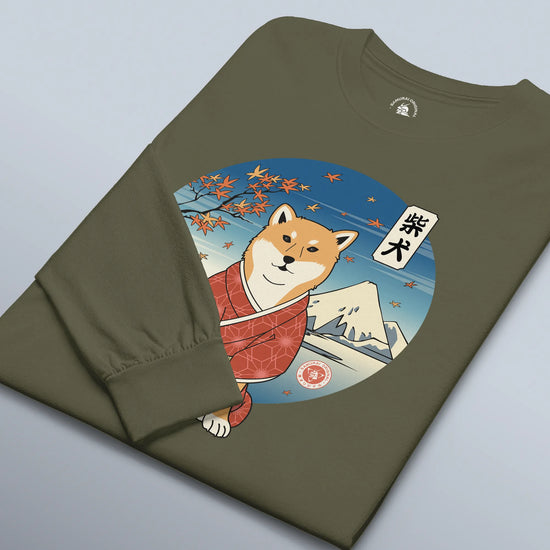 Dog Shiba Inu Funny Japanese Ukiyo-e Unisex Long Sleeve Tee - Samurai Original