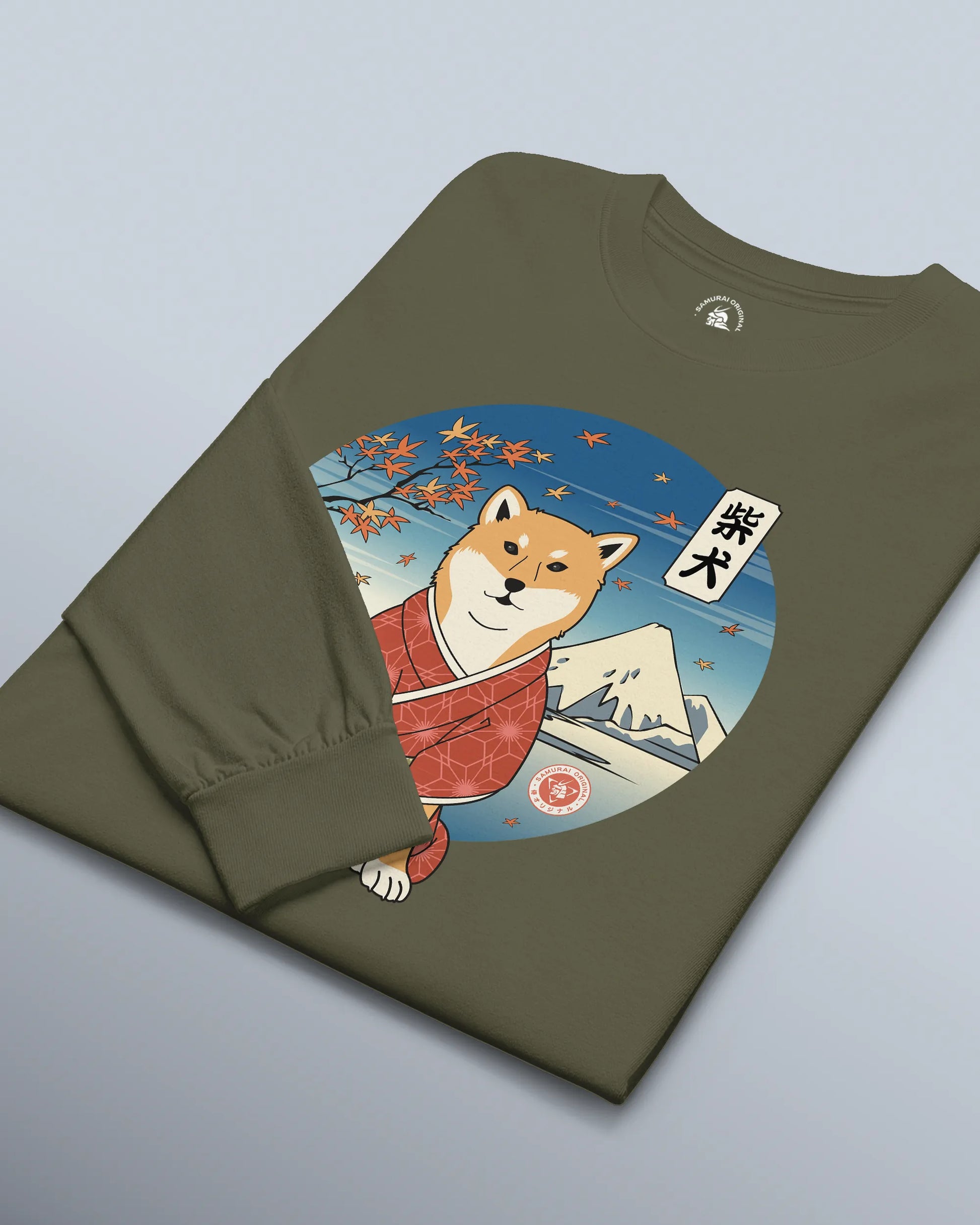 Dog Shiba Inu Funny Japanese Ukiyo-e Unisex Long Sleeve Tee - Samurai Original