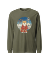 Dog Shiba Inu Funny Japanese Ukiyo-e Unisex Long Sleeve Tee Military Green - Samurai Original