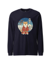 Dog Shiba Inu Funny Japanese Ukiyo-e Unisex Long Sleeve Tee Navy - Samurai Original