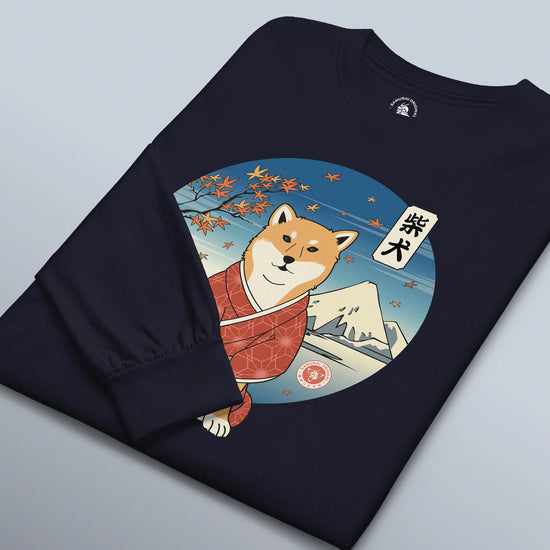 Dog Shiba Inu Funny Japanese Ukiyo-e Unisex Long Sleeve Tee - Samurai Original