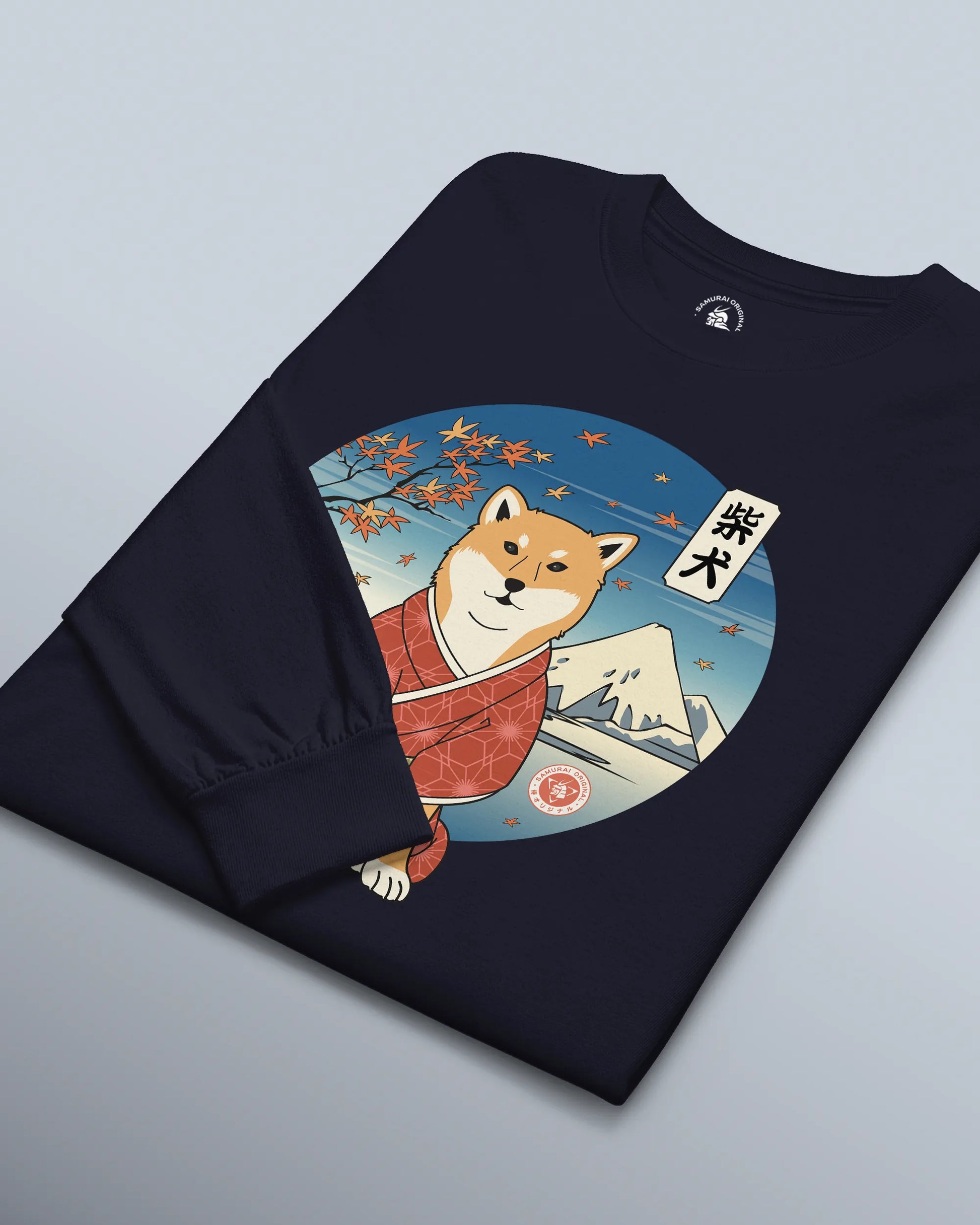 Dog Shiba Inu Funny Japanese Ukiyo-e Unisex Long Sleeve Tee - Samurai Original