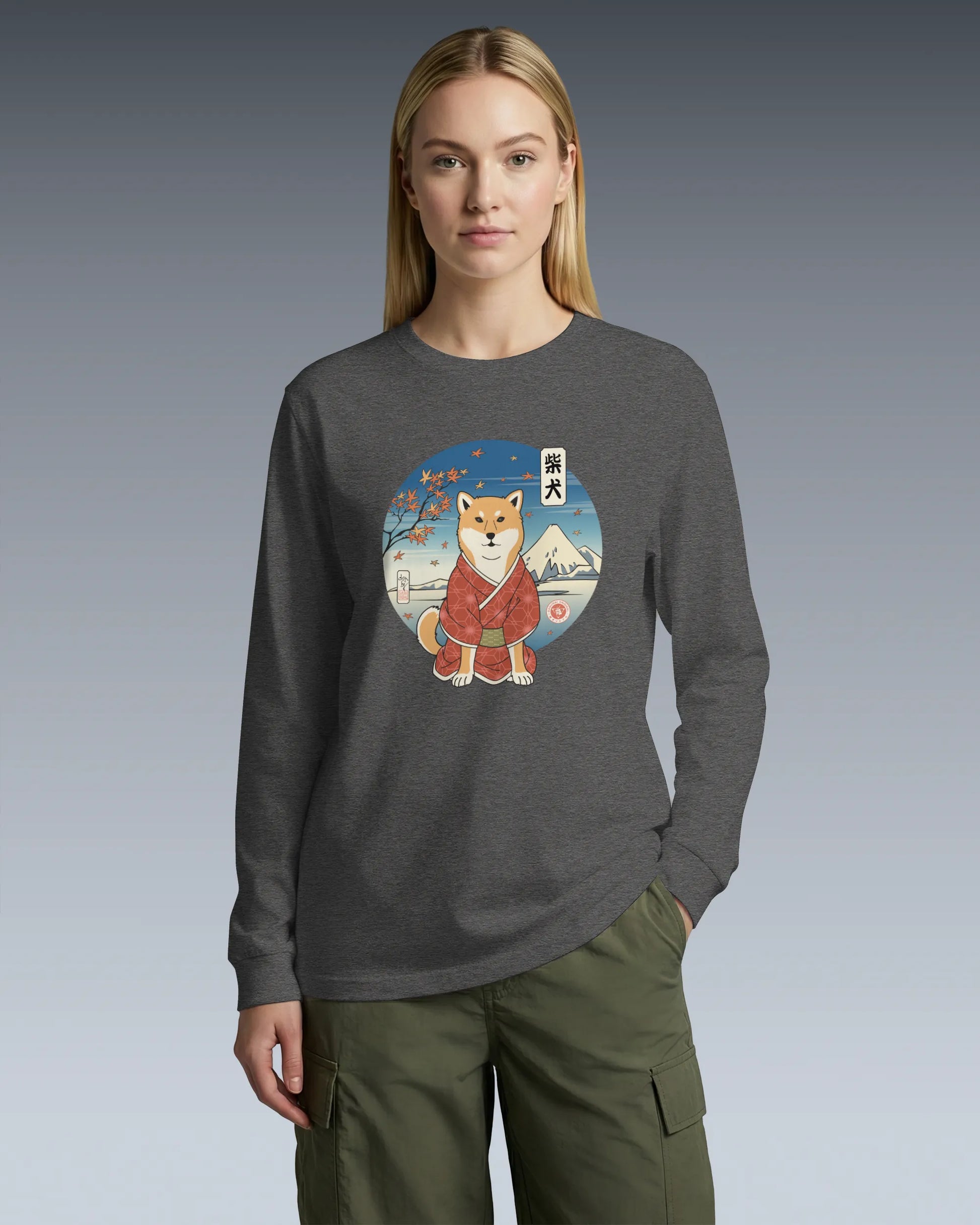 Dog Shiba Inu Funny Japanese Ukiyo-e Unisex Long Sleeve Tee - Samurai Original