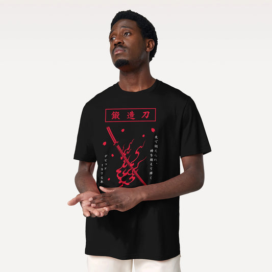 Flame Forged Katana Personalized Edition Unisex organic t-shirt