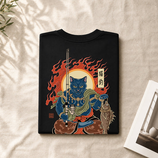 The Great Neko Fishing Organic T-shirt - Samurai Original