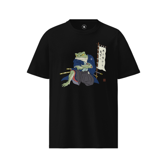 Frog Samurai Japanese Organic T-shirt Black - Samurai Original
