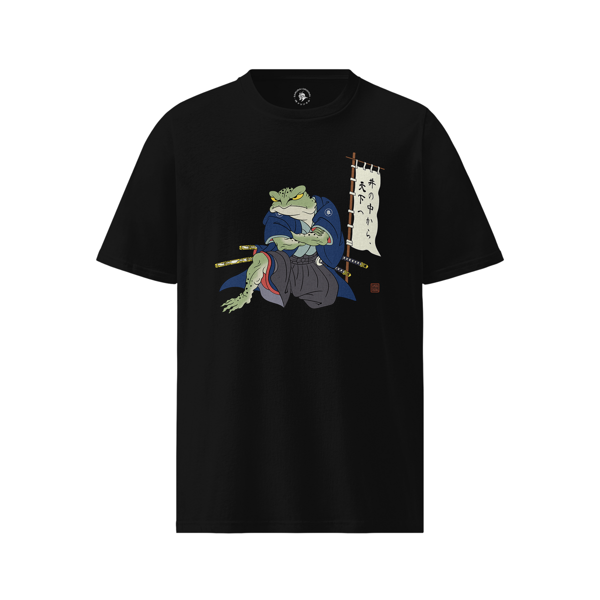 Frog Samurai Japanese Organic T-shirt Black - Samurai Original