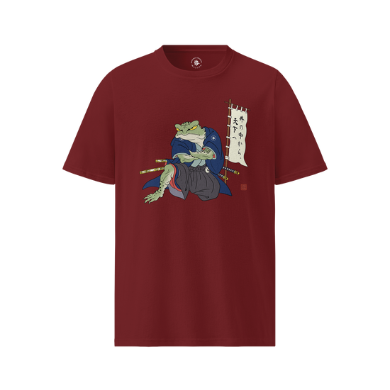 Frog Samurai Japanese Organic T-shirt Burgundy - Samurai Original