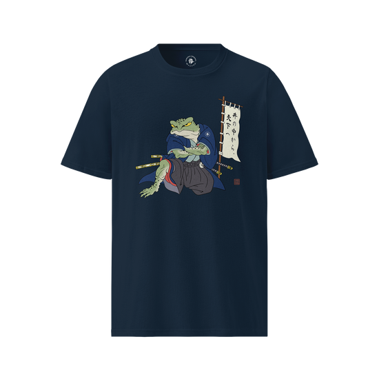 Frog Samurai Japanese Organic T-shirt French Navy - Samurai Original
