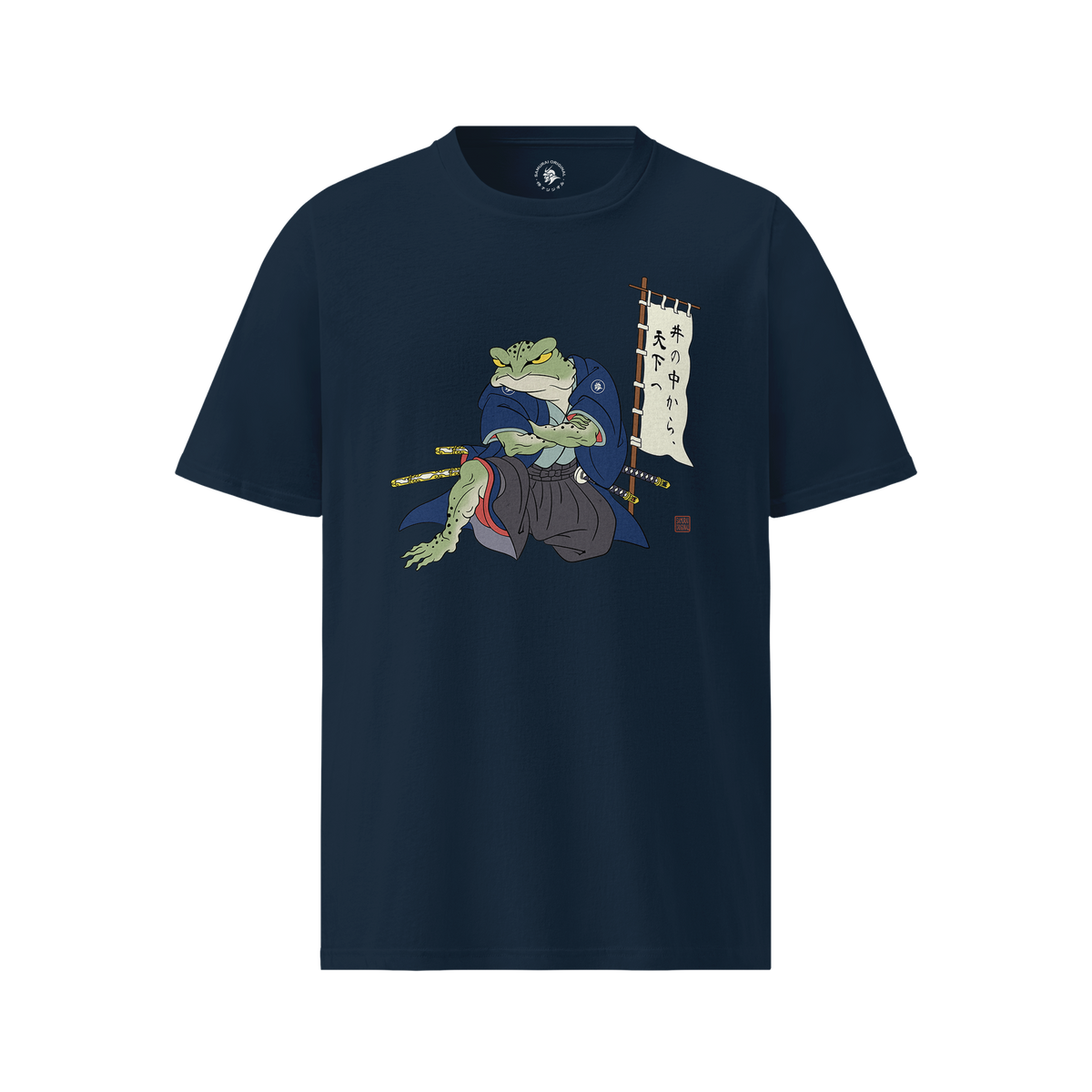 Frog Samurai Japanese Organic T-shirt French Navy - Samurai Original