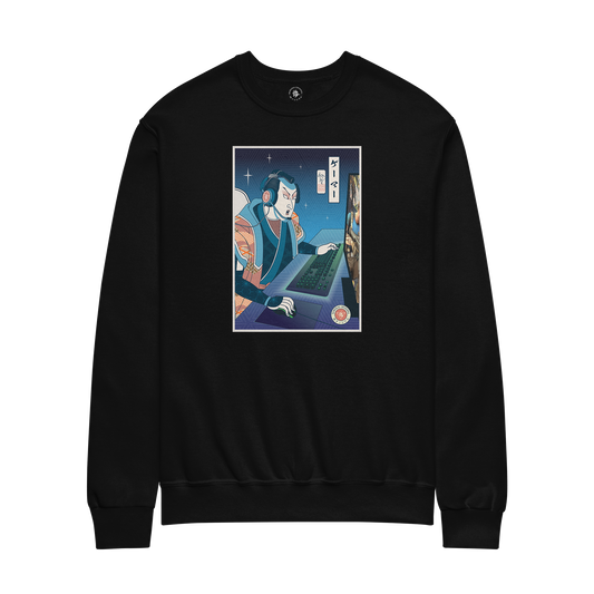 Gamer Samurai Streamer Ukiyo-e Unisex Sweatshirt Black - Samurai Original