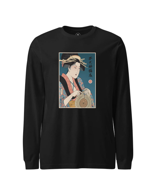 Geisha Crochet Mom Ukiyo-e Unisex Long Sleeve Tee