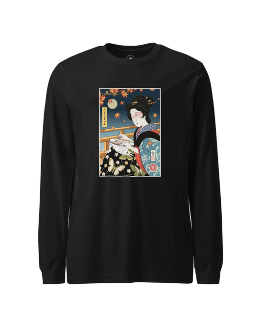 Geisha Cross Stitch Mom Ukiyo-e Unisex Long Sleeve Tee