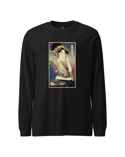 Geisha DJ Music Ukiyo-e Unisex Long Sleeve Tee