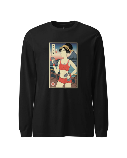Geisha Fitness Gym Ukiyo-e Unisex Long Sleeve Tee
