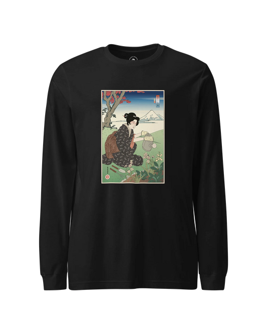 Geisha Gardening Ukiyo-e Unisex Long Sleeve Tee