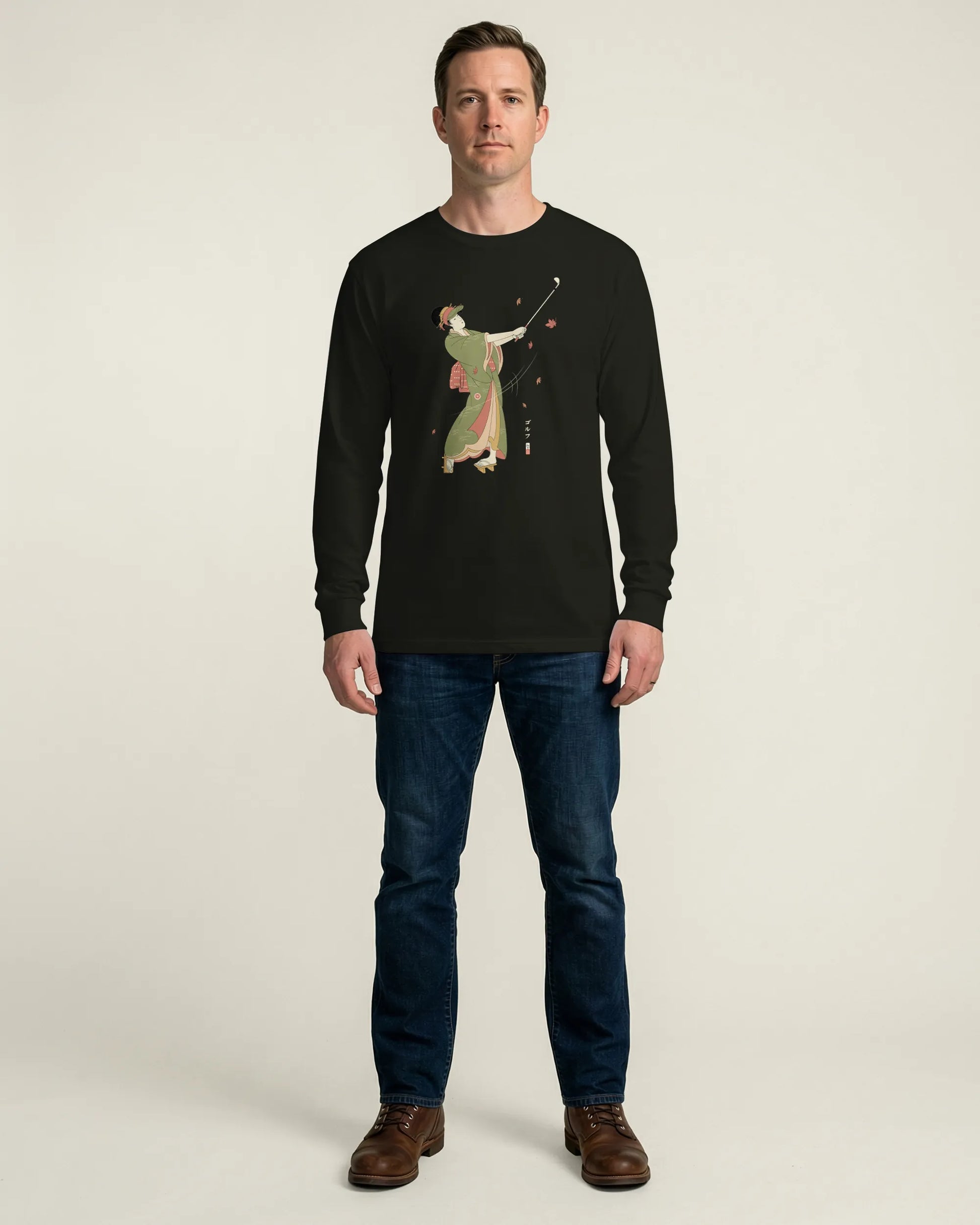 Geisha Golf Player Japanese Ukiyo-e Unisex Long Sleeve Tee - Samurai Original