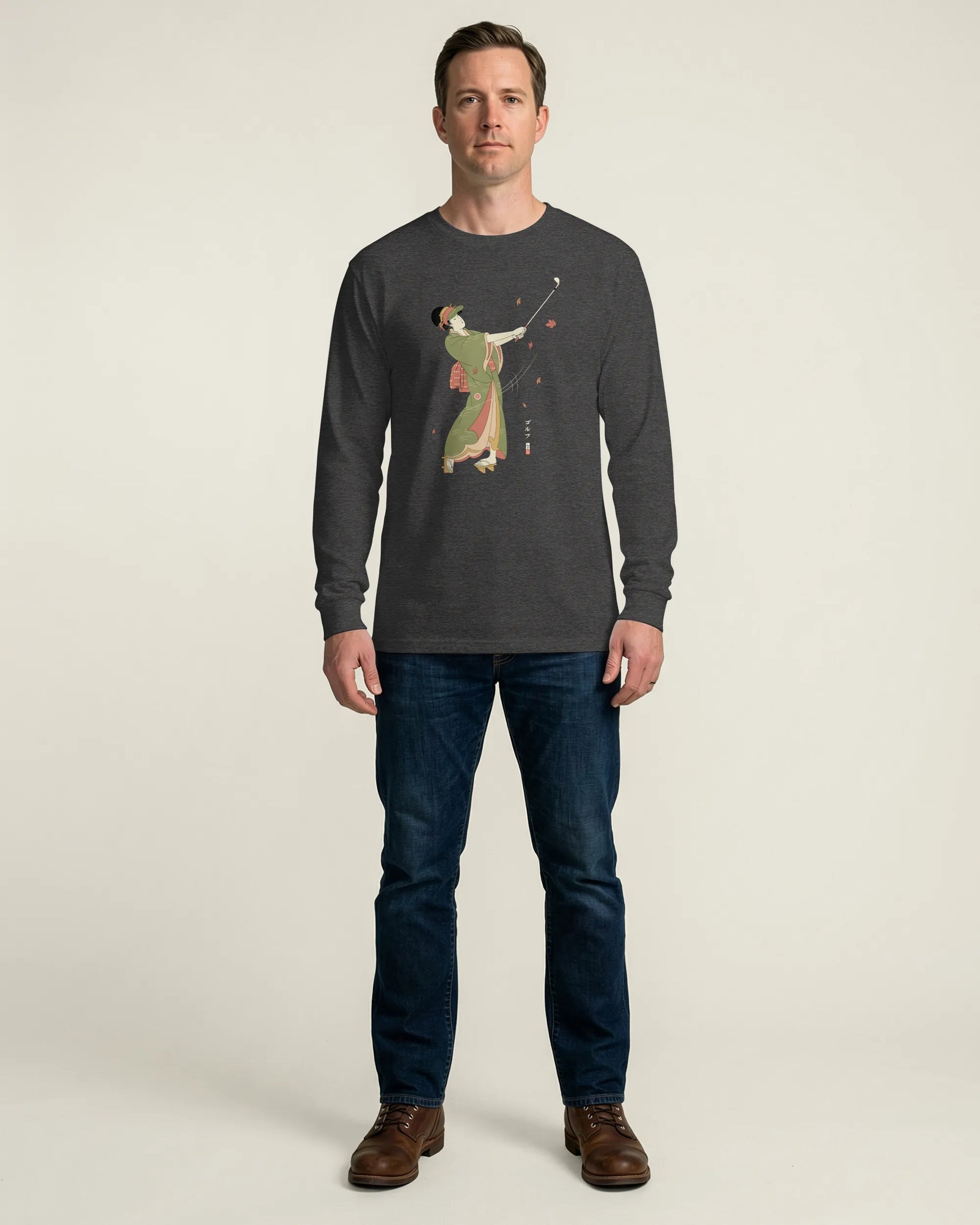 Geisha Golf Player Japanese Ukiyo-e Unisex Long Sleeve Tee - Samurai Original