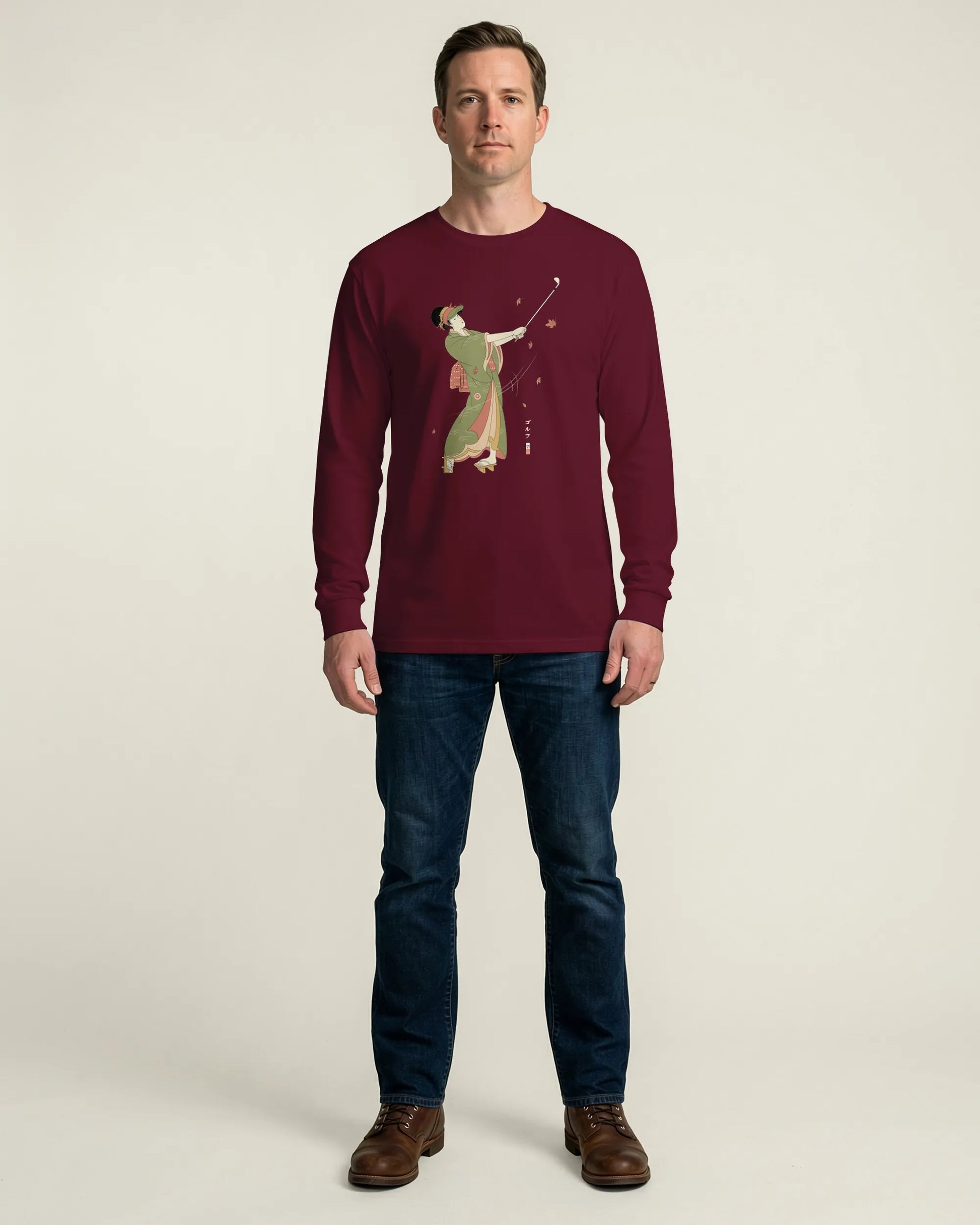 Geisha Golf Player Japanese Ukiyo-e Unisex Long Sleeve Tee - Samurai Original