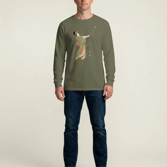 Geisha Golf Player Japanese Ukiyo-e Unisex Long Sleeve Tee - Samurai Original