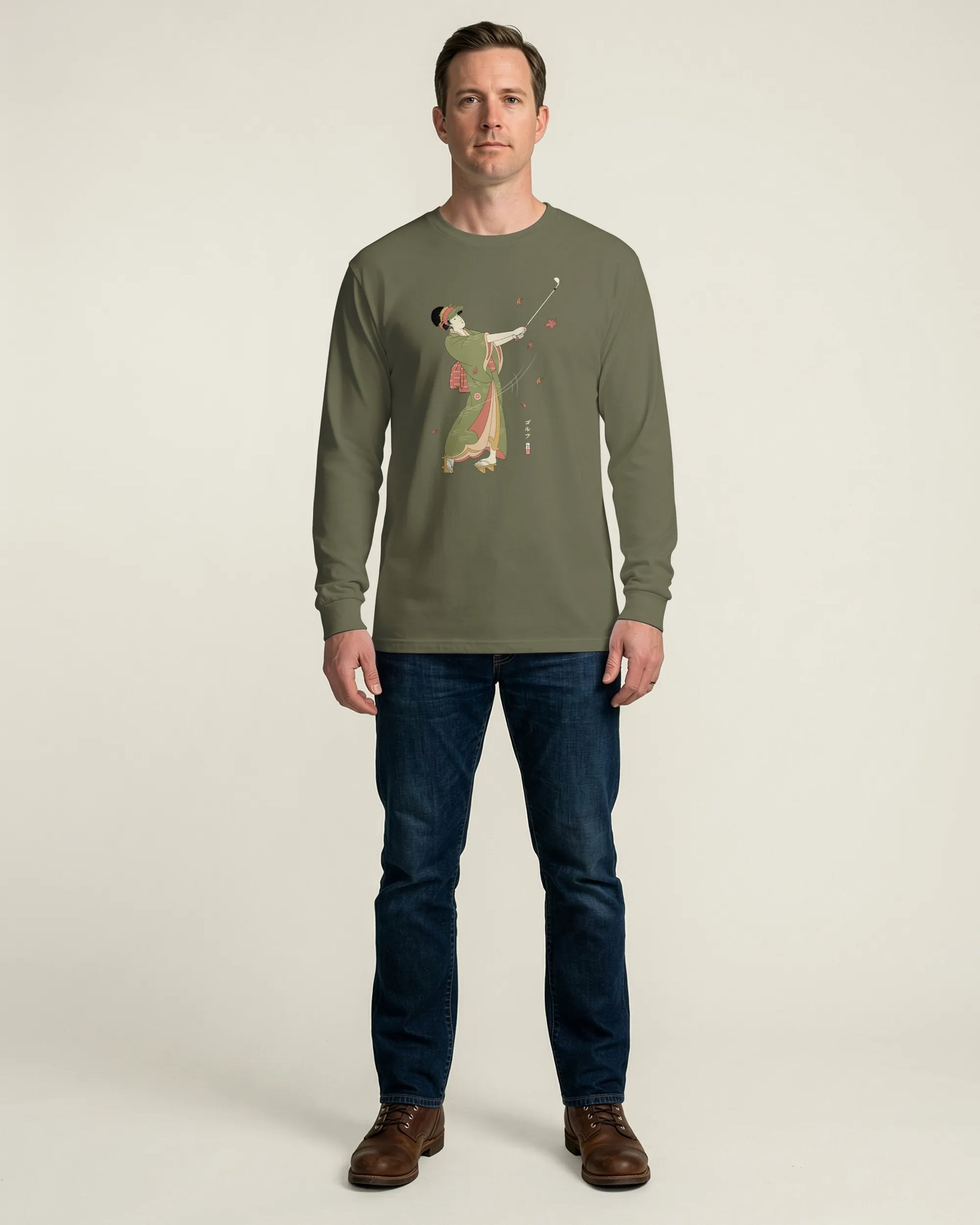 Geisha Golf Player Japanese Ukiyo-e Unisex Long Sleeve Tee - Samurai Original