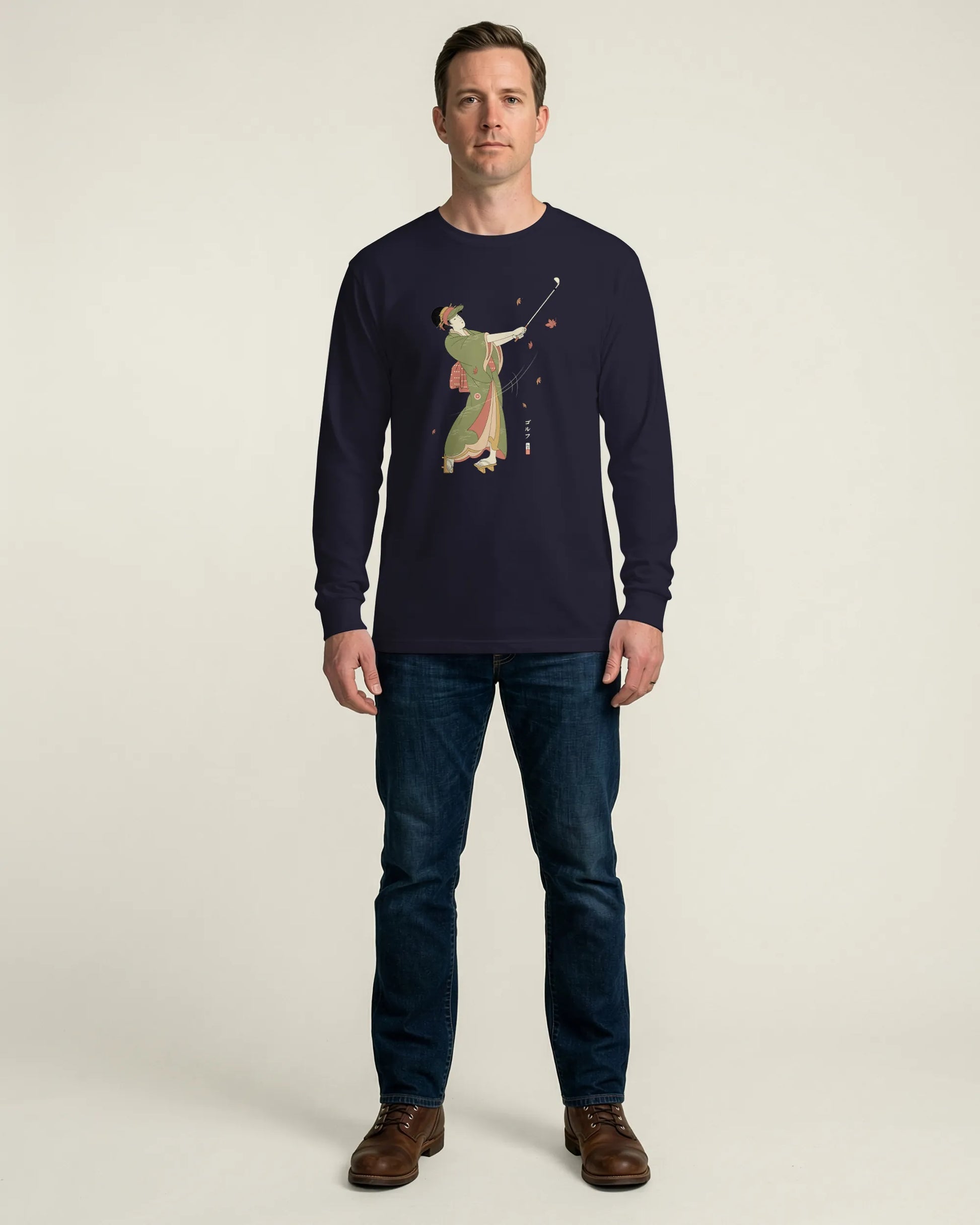 Geisha Golf Player Japanese Ukiyo-e Unisex Long Sleeve Tee - Samurai Original