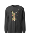 Geisha Golf Player Japanese Ukiyo-e Unisex Long Sleeve Tee Dark Grey Heather - Samurai Original
