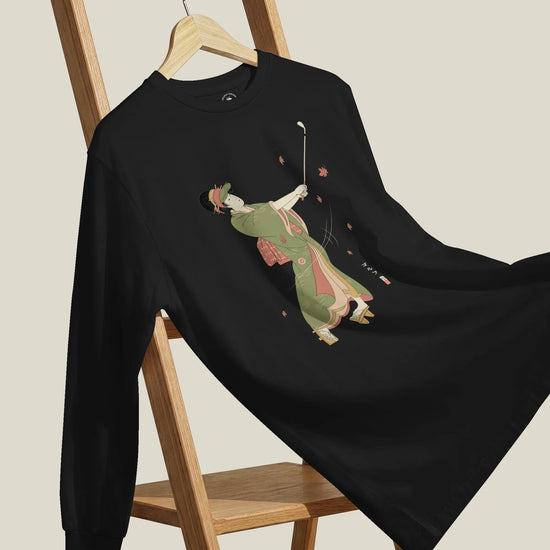 Geisha Golf Player Japanese Ukiyo-e Unisex Long Sleeve Tee - Samurai Original