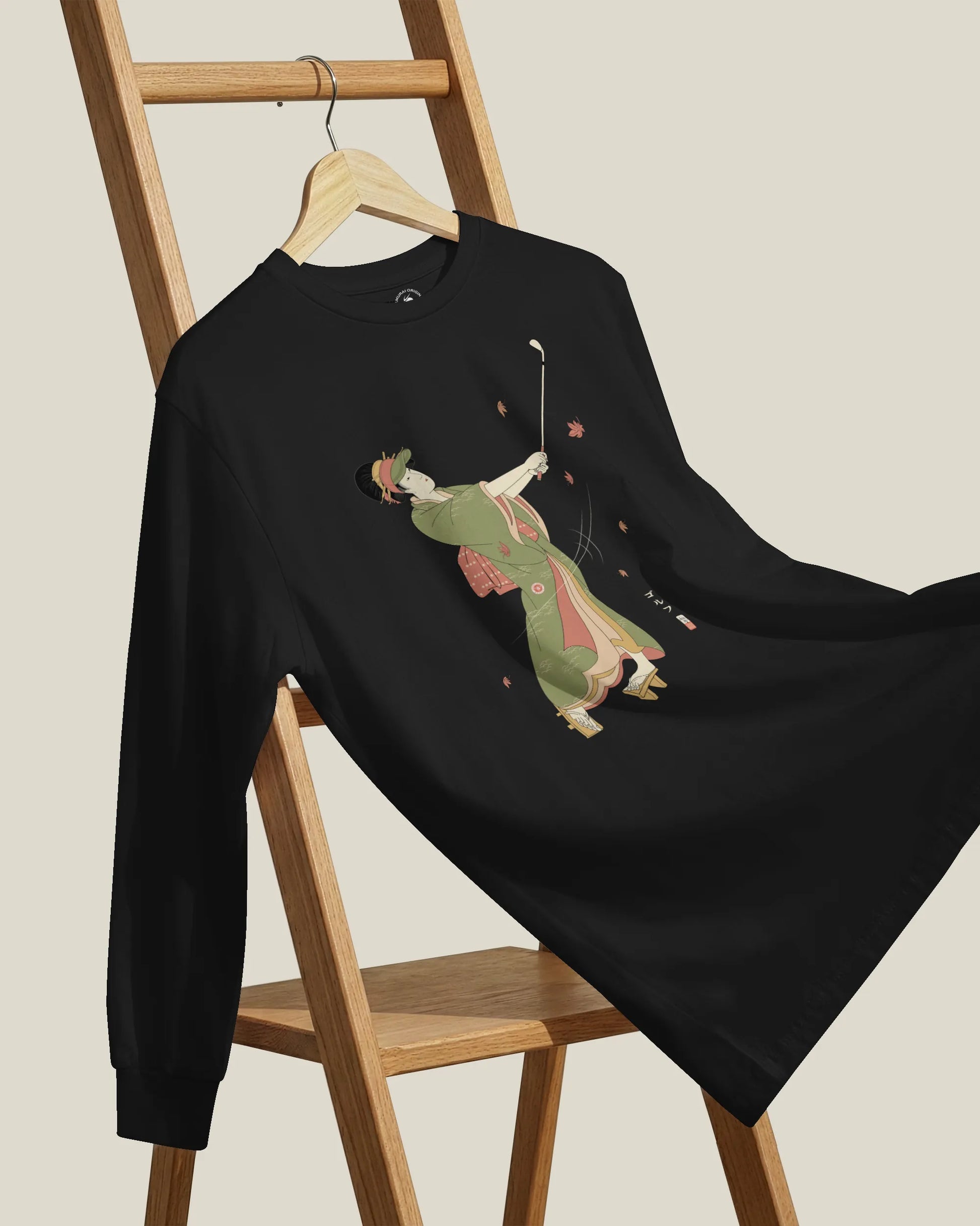 Geisha Golf Player Japanese Ukiyo-e Unisex Long Sleeve Tee - Samurai Original