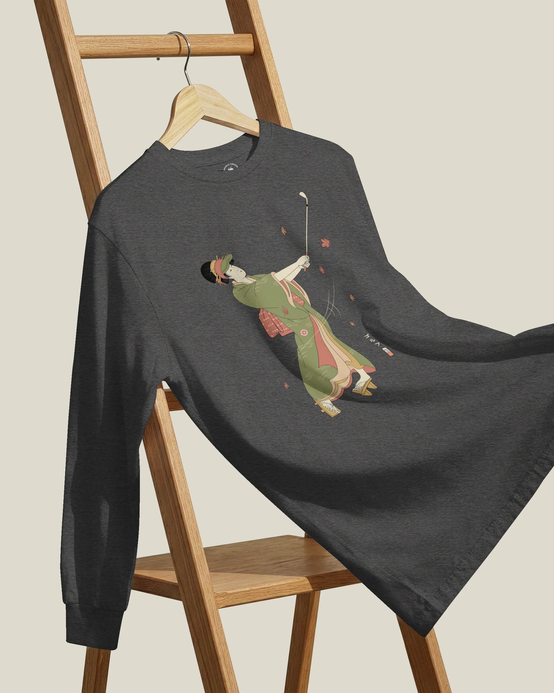 Geisha Golf Player Japanese Ukiyo-e Unisex Long Sleeve Tee - Samurai Original