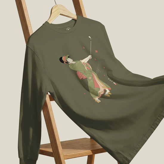 Geisha Golf Player Japanese Ukiyo-e Unisex Long Sleeve Tee - Samurai Original