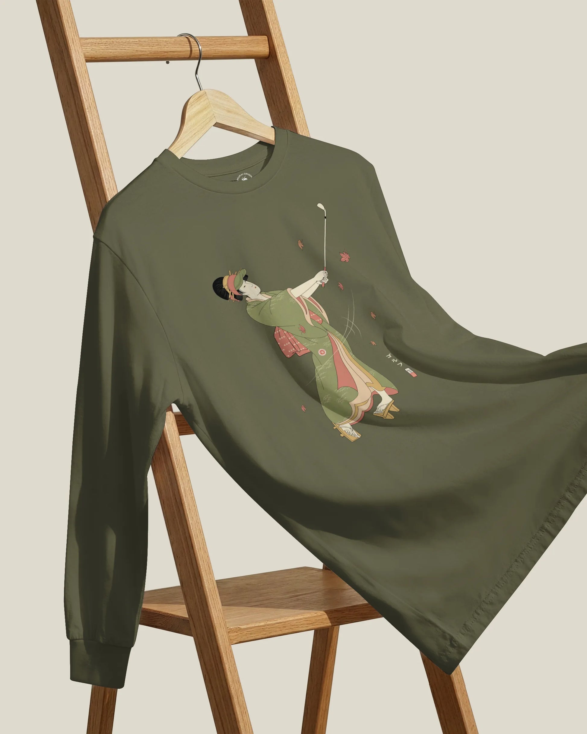 Geisha Golf Player Japanese Ukiyo-e Unisex Long Sleeve Tee - Samurai Original