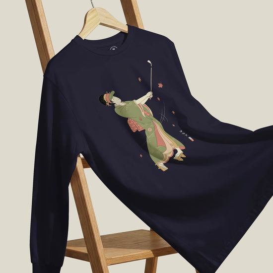 Geisha Golf Player Japanese Ukiyo-e Unisex Long Sleeve Tee - Samurai Original
