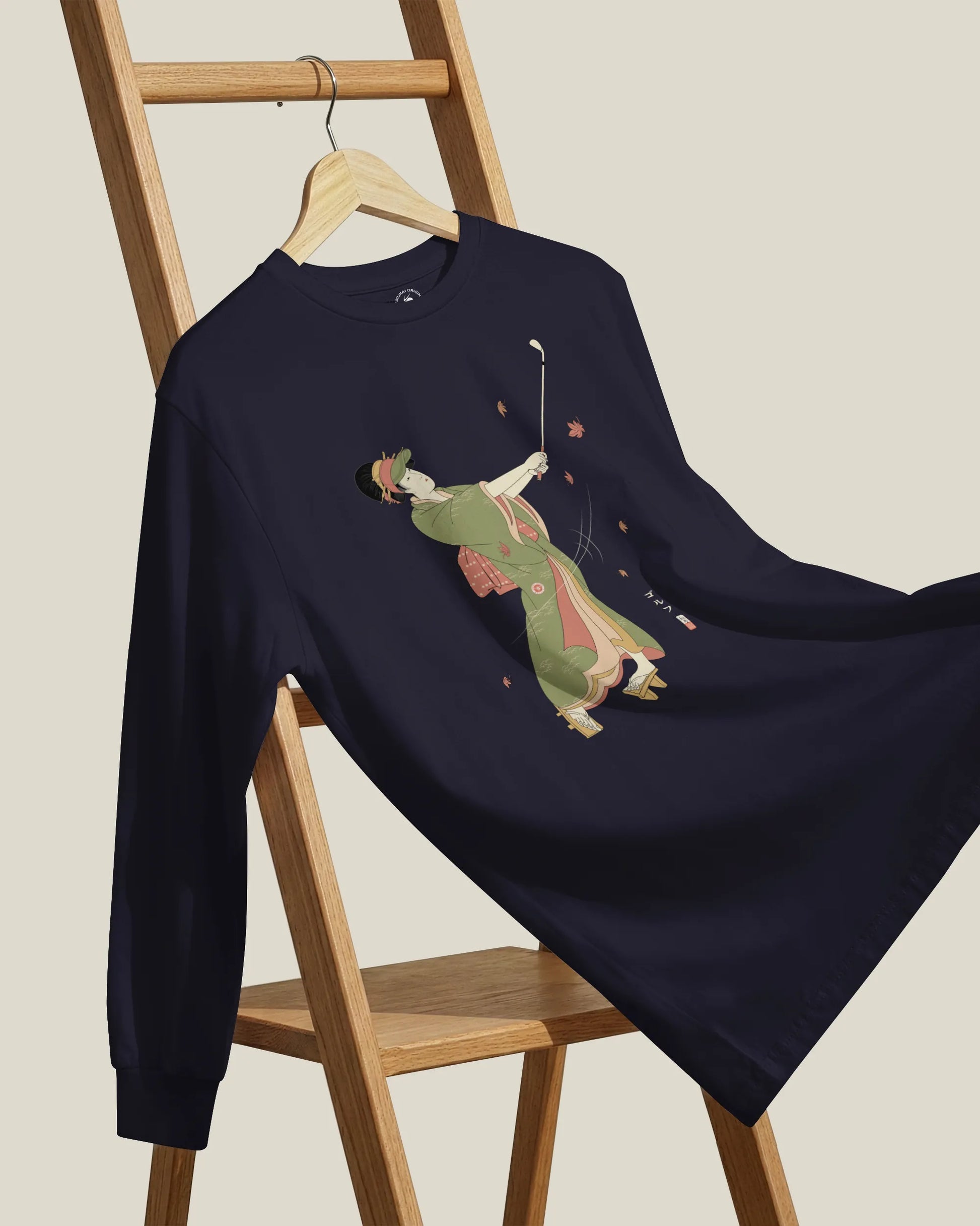 Geisha Golf Player Japanese Ukiyo-e Unisex Long Sleeve Tee - Samurai Original