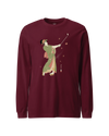 Geisha Golf Player Japanese Ukiyo-e Unisex Long Sleeve Tee Maroon - Samurai Original