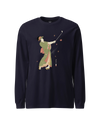 Geisha Golf Player Japanese Ukiyo-e Unisex Long Sleeve Tee Navy - Samurai Original